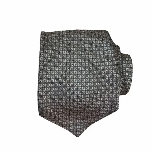 Brooks Brothers Silk Tie Silver/White Geometric - Picture 2 of 7